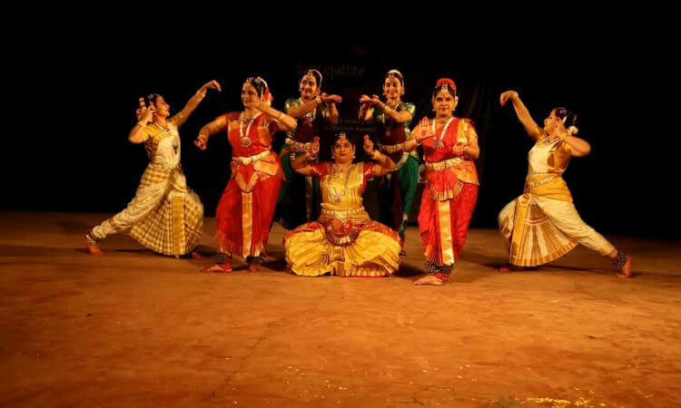 Lambadi dancers in colorful folk attire representing Andhra Pradesh tribal dance culture